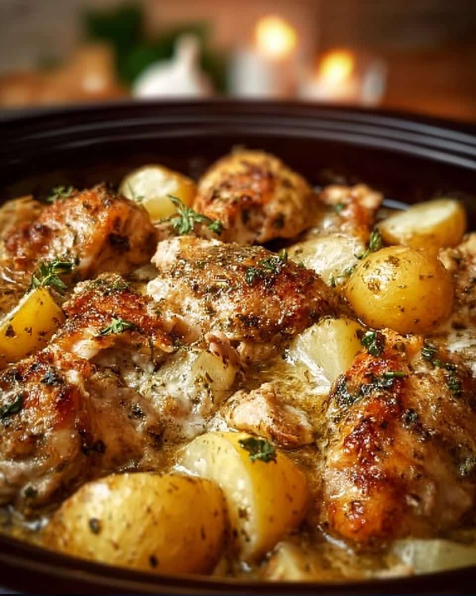 Garlic Parmesan Crockpot Chicken and Potatoes
