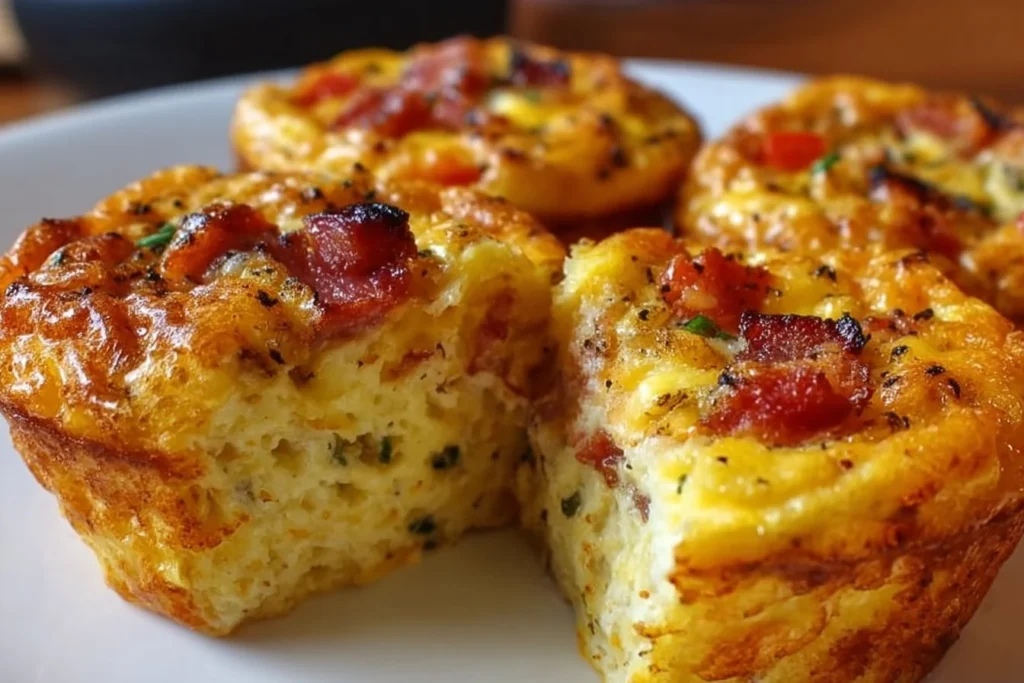 Delicious keto egg muffins baked in a muffin tray, perfect for a low-carb diet.