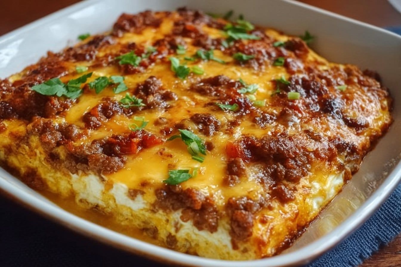 Keto Cheesy Chorizo & Egg Casserole Recipe
