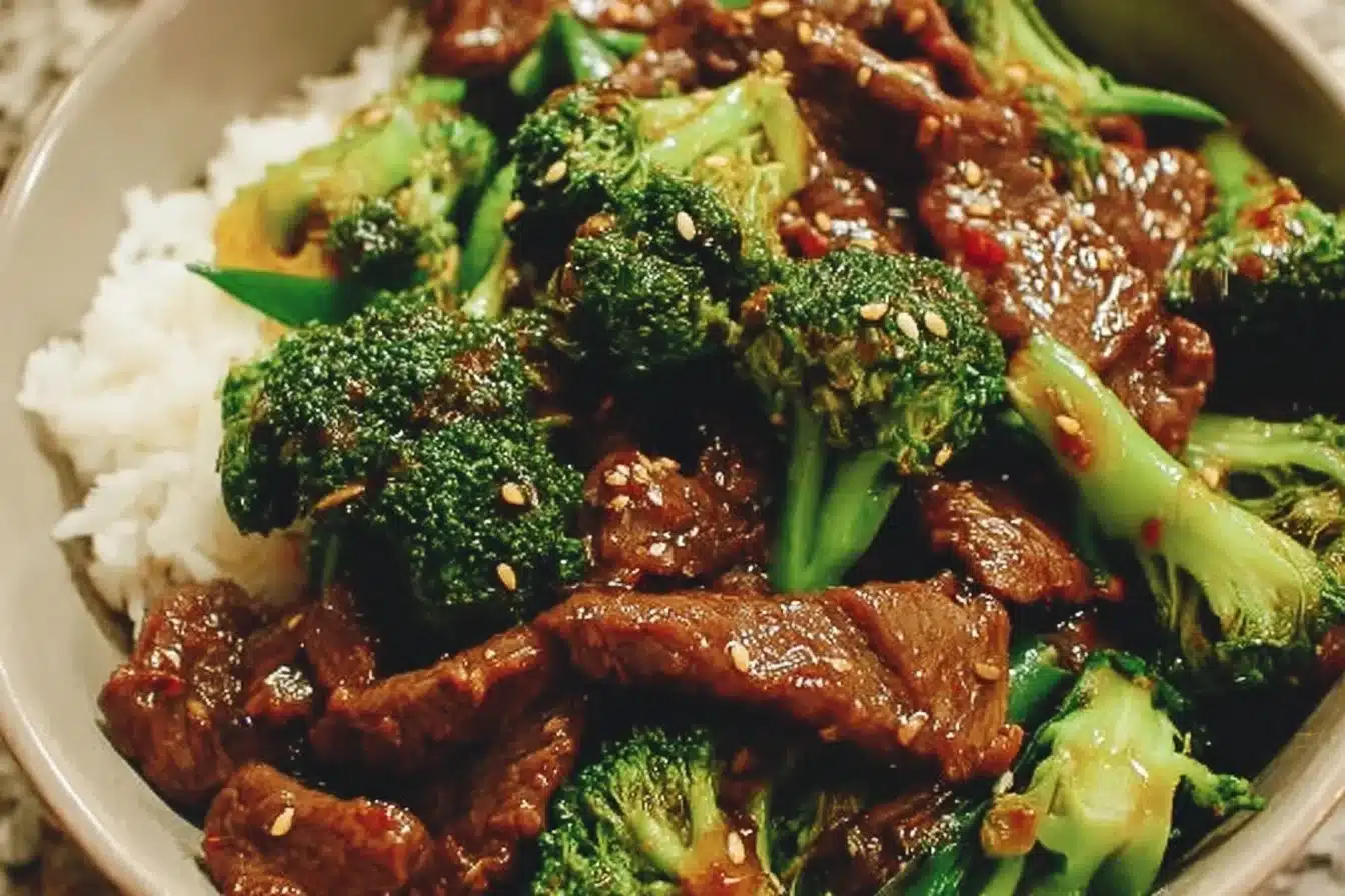 Delicious Beef and Broccoli Stir-Fry served in a bowl