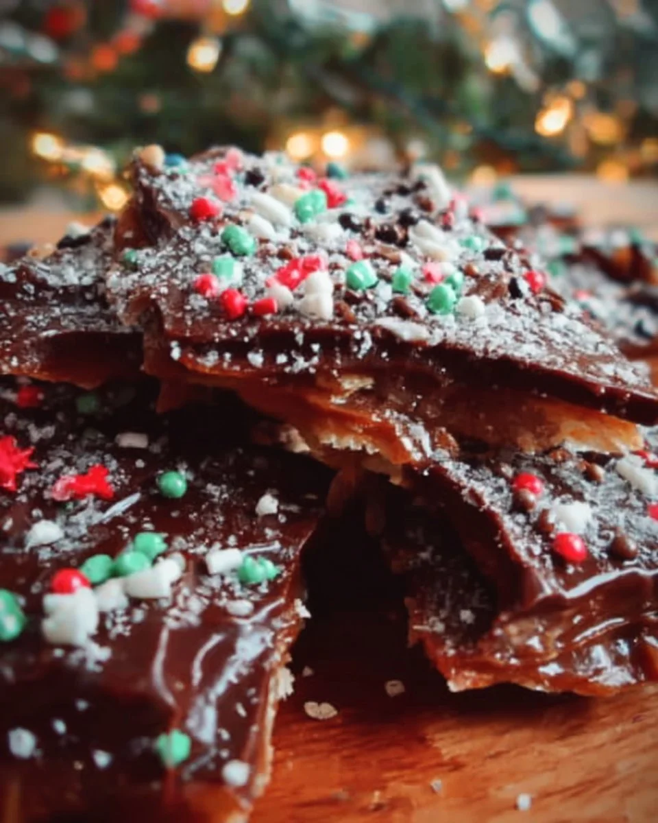 A delicious homemade Christmas Crack made with toffee and chocolate.