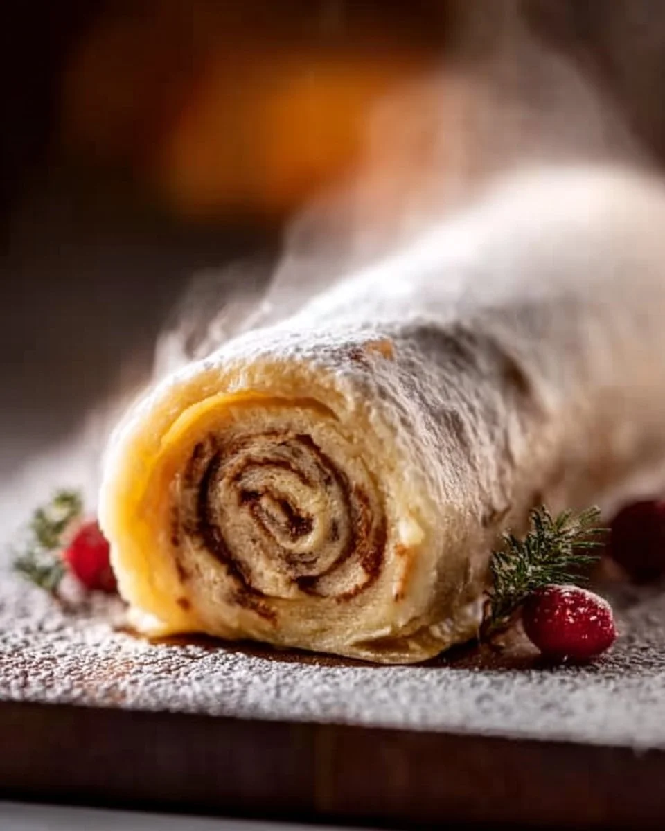 Festive Christmas Yule Log dessert on a holiday table