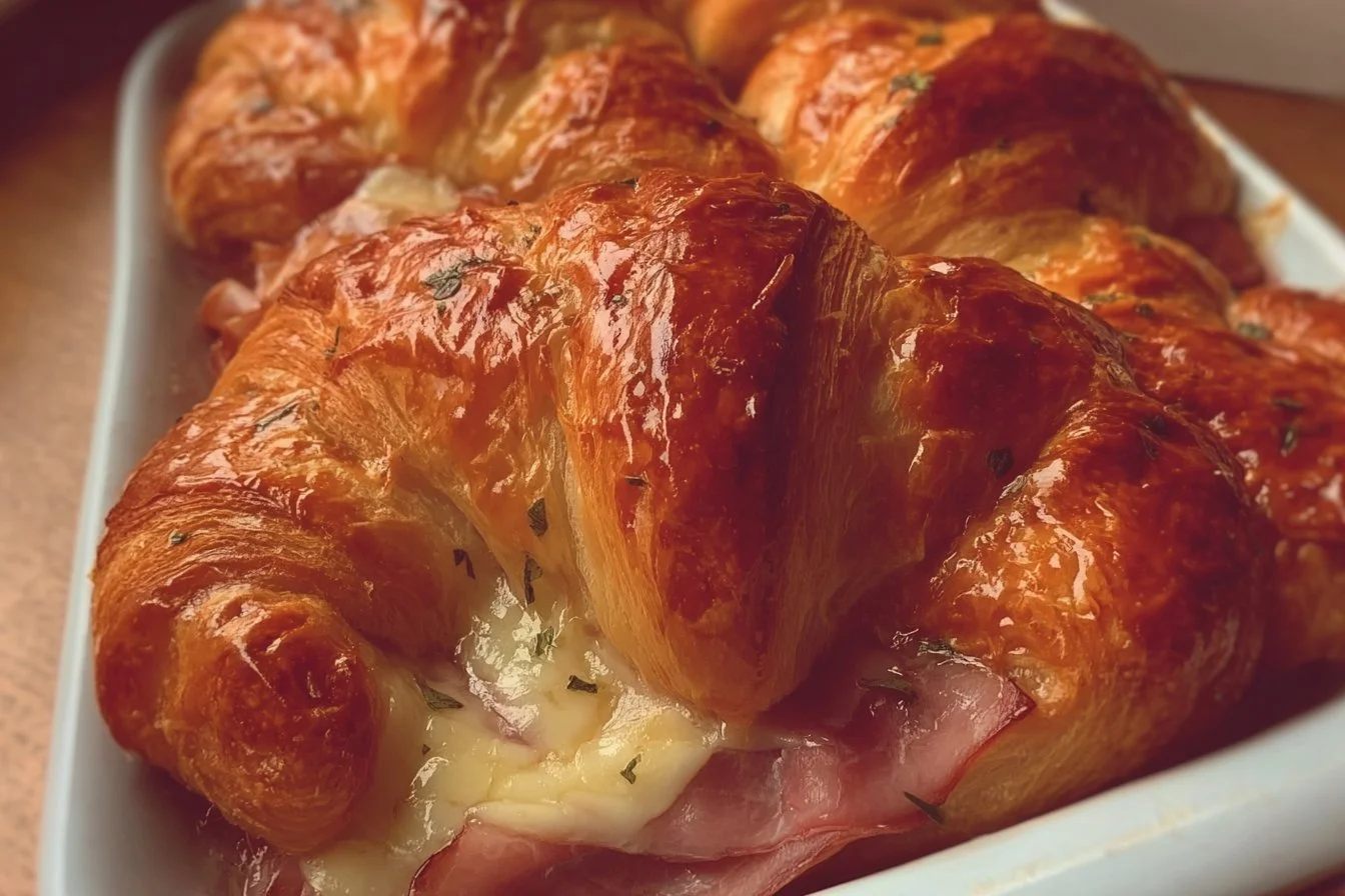 Delicious homemade croissant bake served fresh from the oven.
