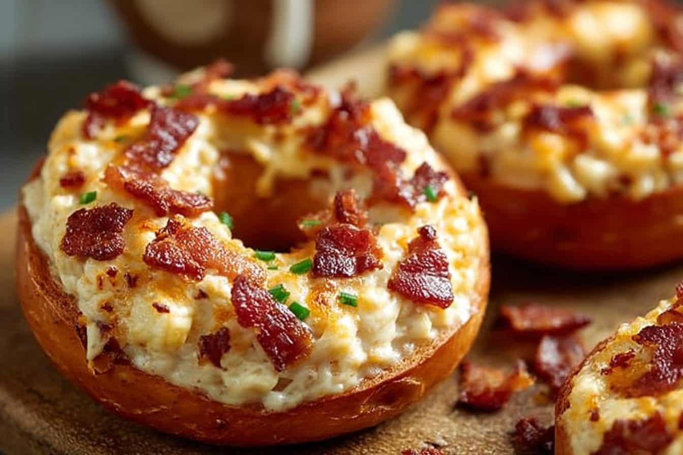 Creamy Bacon Cheddar Bagels