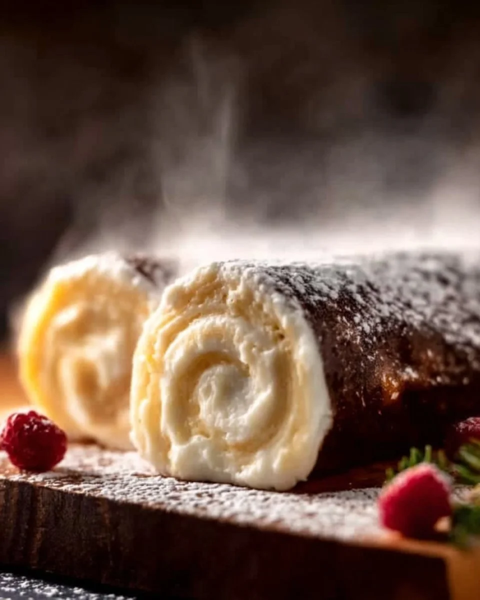 Delicious easy Christmas Yule log cake decorated for holiday celebrations