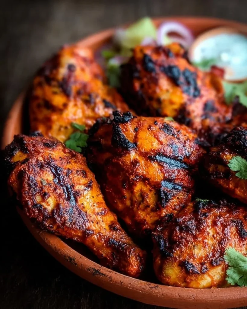 Delicious easy Tandoori Chicken marinated with spices and grilled to perfection