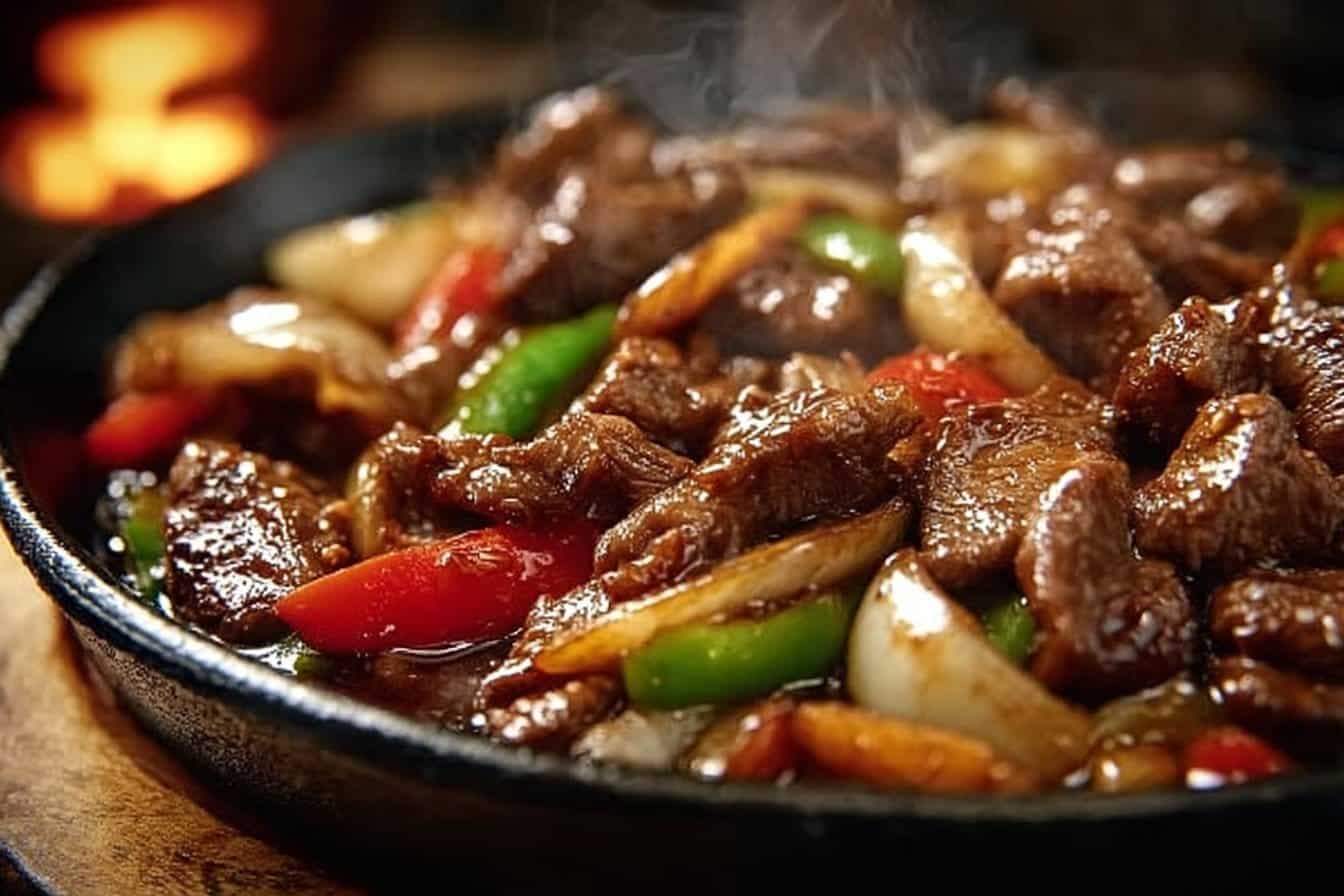 Sizzling Chinese Pepper Steak with Onions