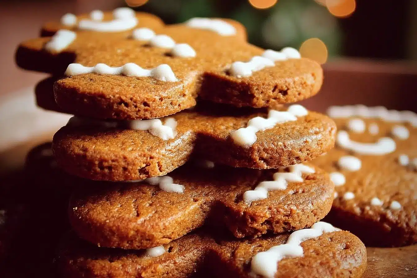 Homemade Gingerbread Man cookies decorated for the holidays