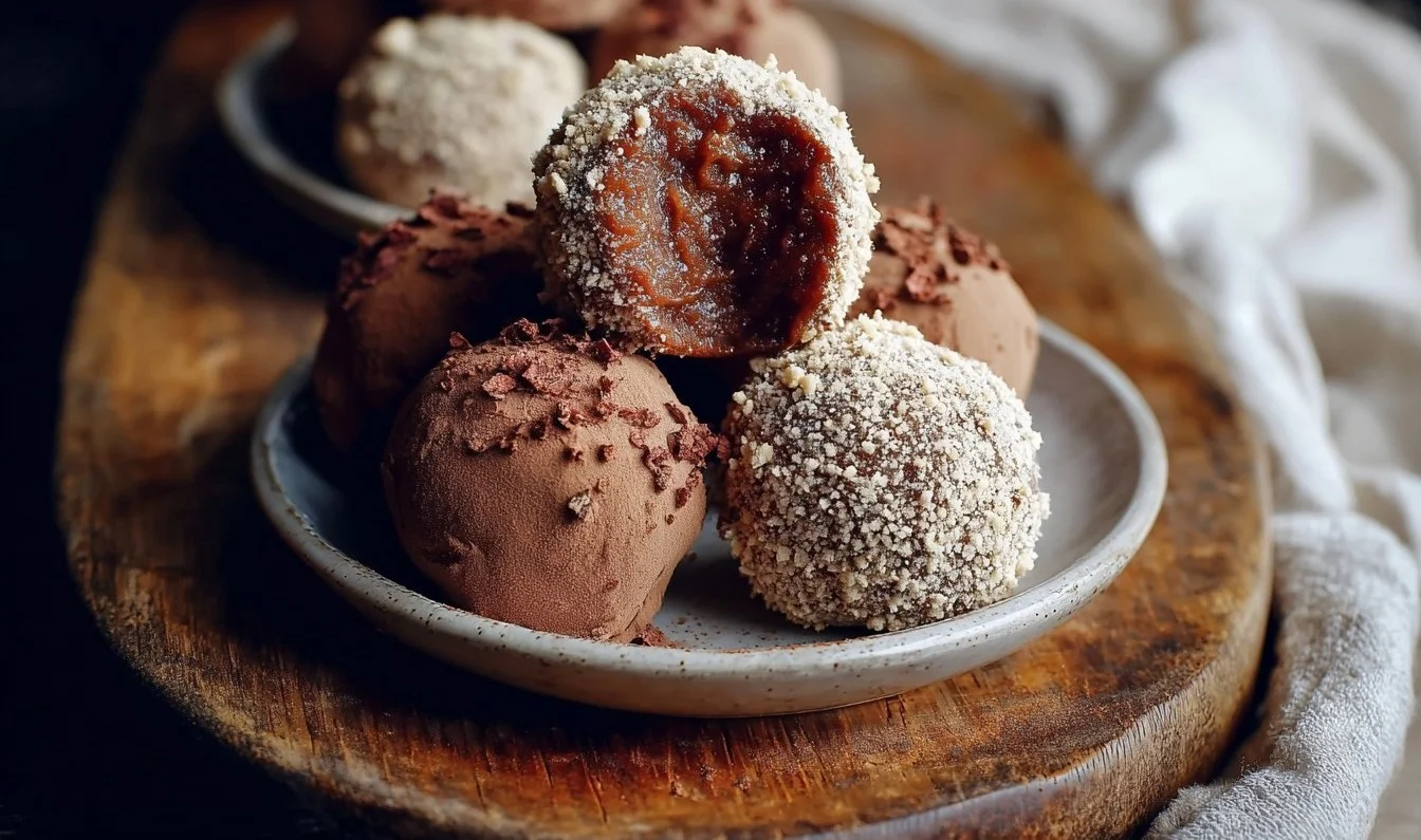 Delicious homemade gingerbread truffles decorated with festive toppings