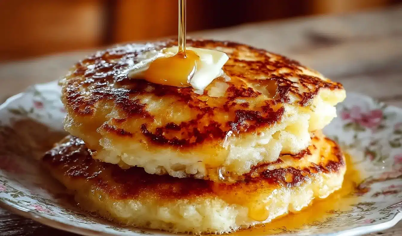 Delicious gluten-free cottage cheese pancakes stacked on a plate