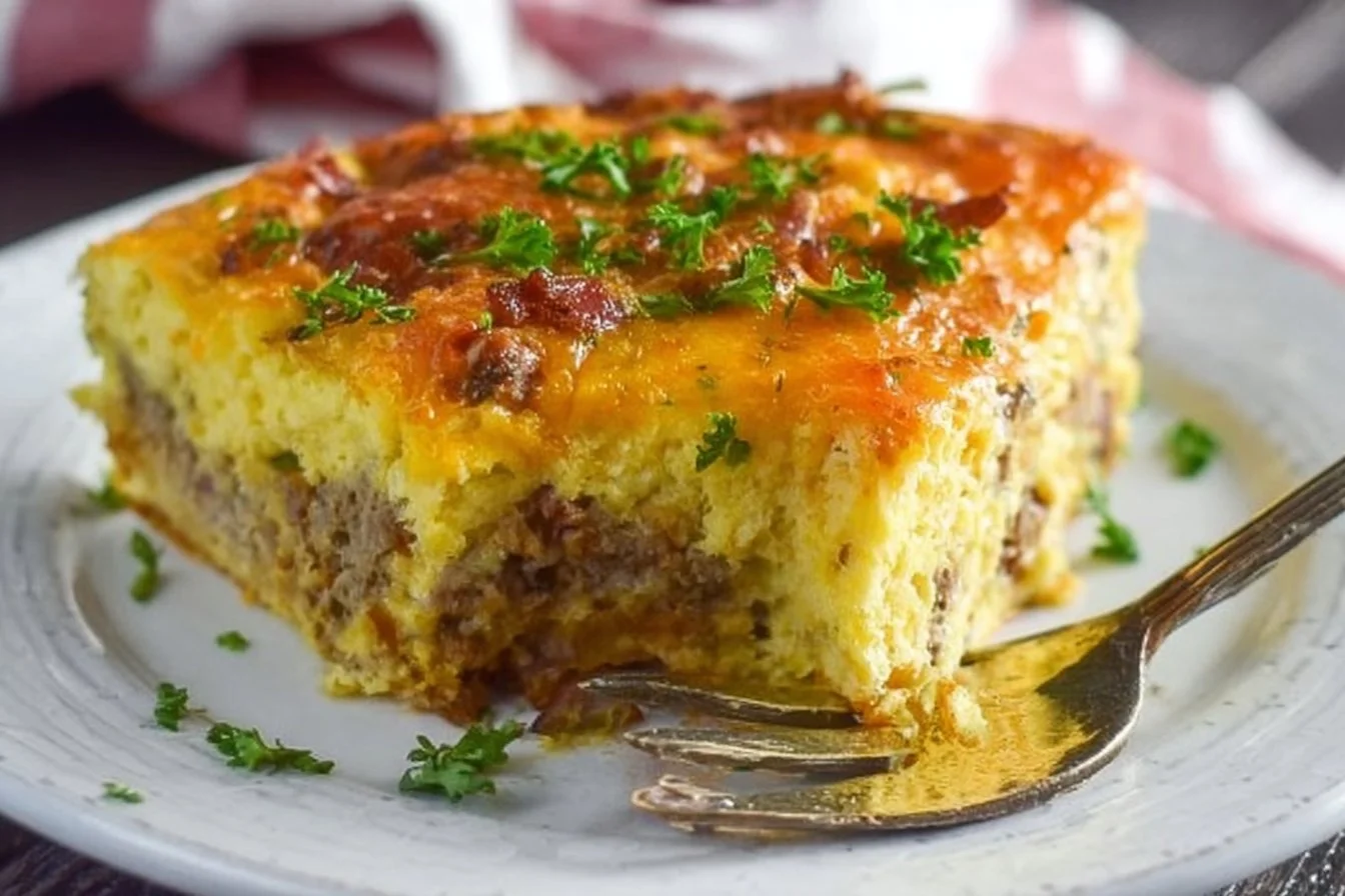 Delicious and healthy Keto Breakfast Casserole served on a plate