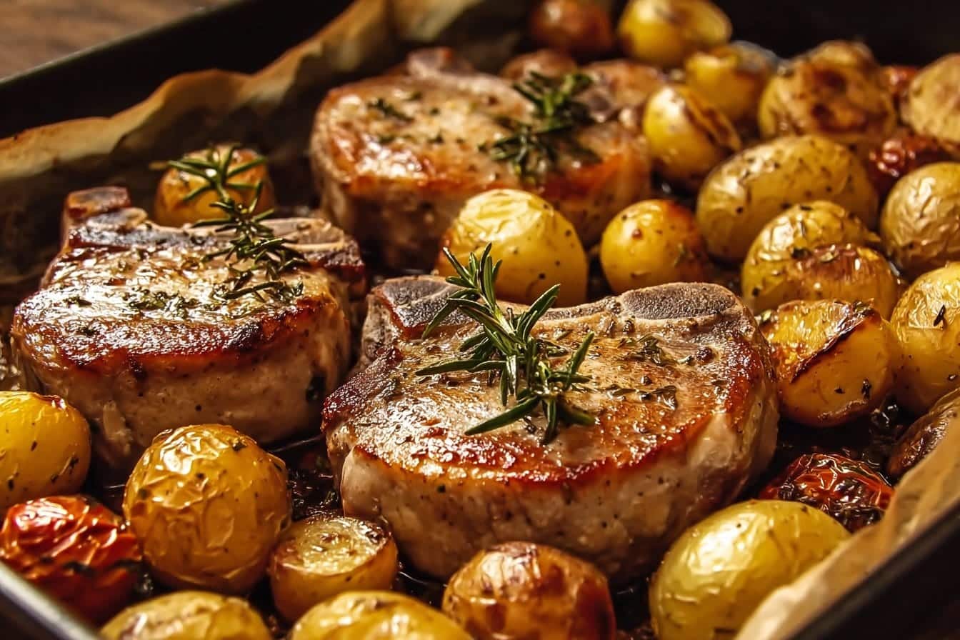 Sheet Pan Pork Chops and Potatoes