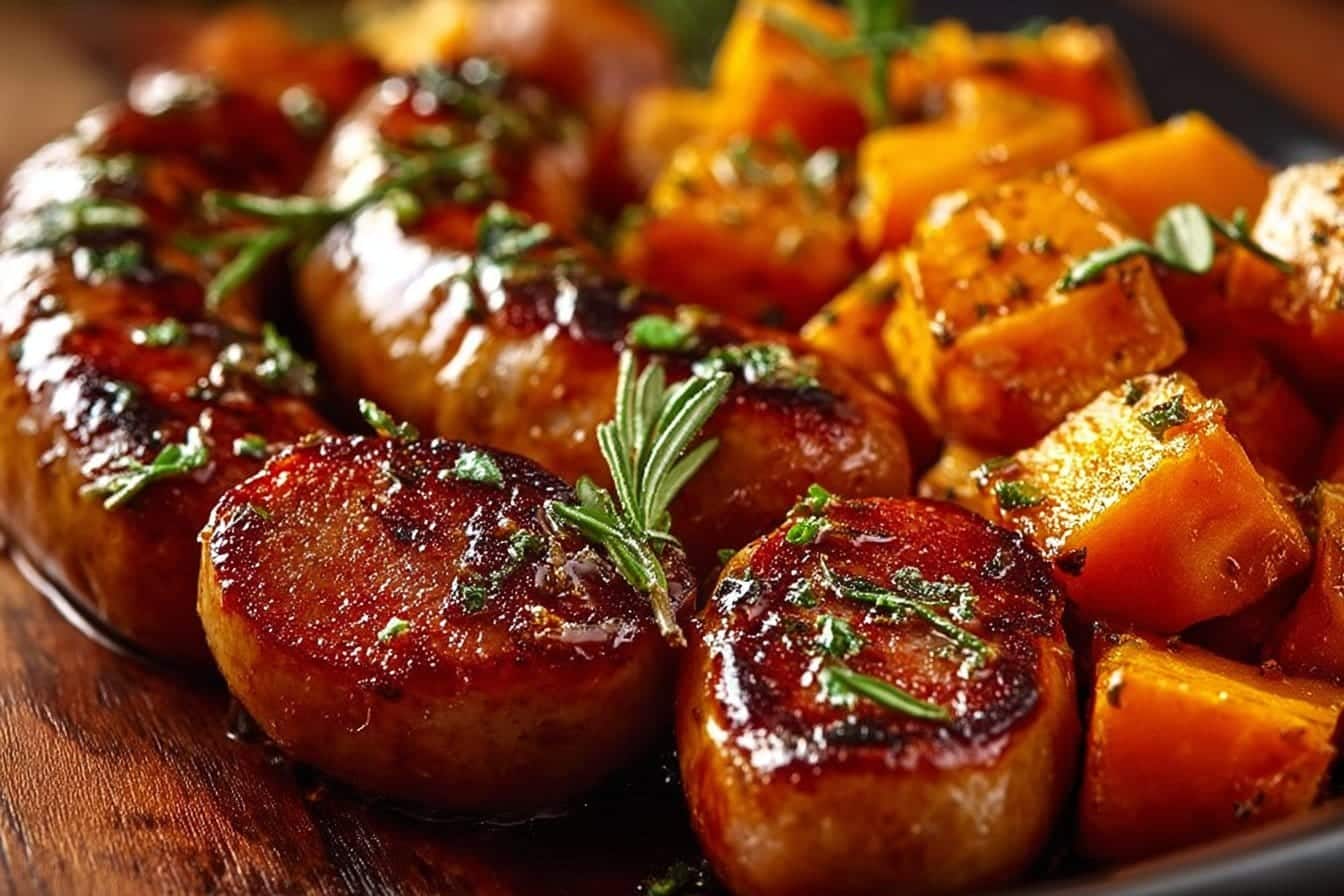 Honey Garlic Sausage with Sweet Potatoes