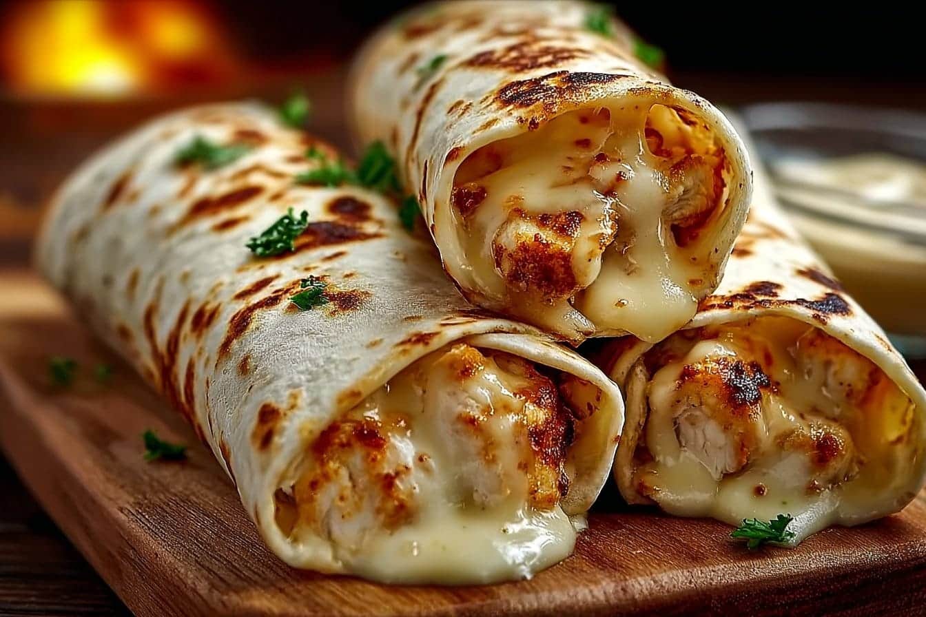Cheesy Garlic Chicken Wraps