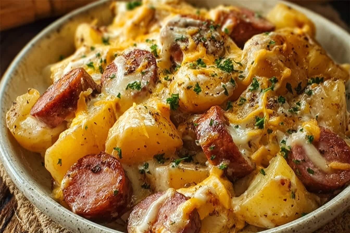 Cheesy Ranch Potatoes and Smoked Sausage