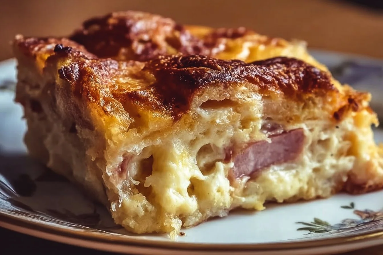 Delicious Monte Cristo breakfast casserole with savory ingredients