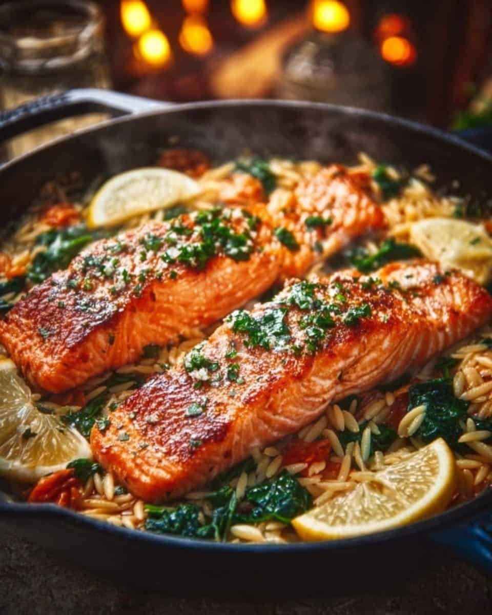 Mediterranean Salmon with Lemon Orzo