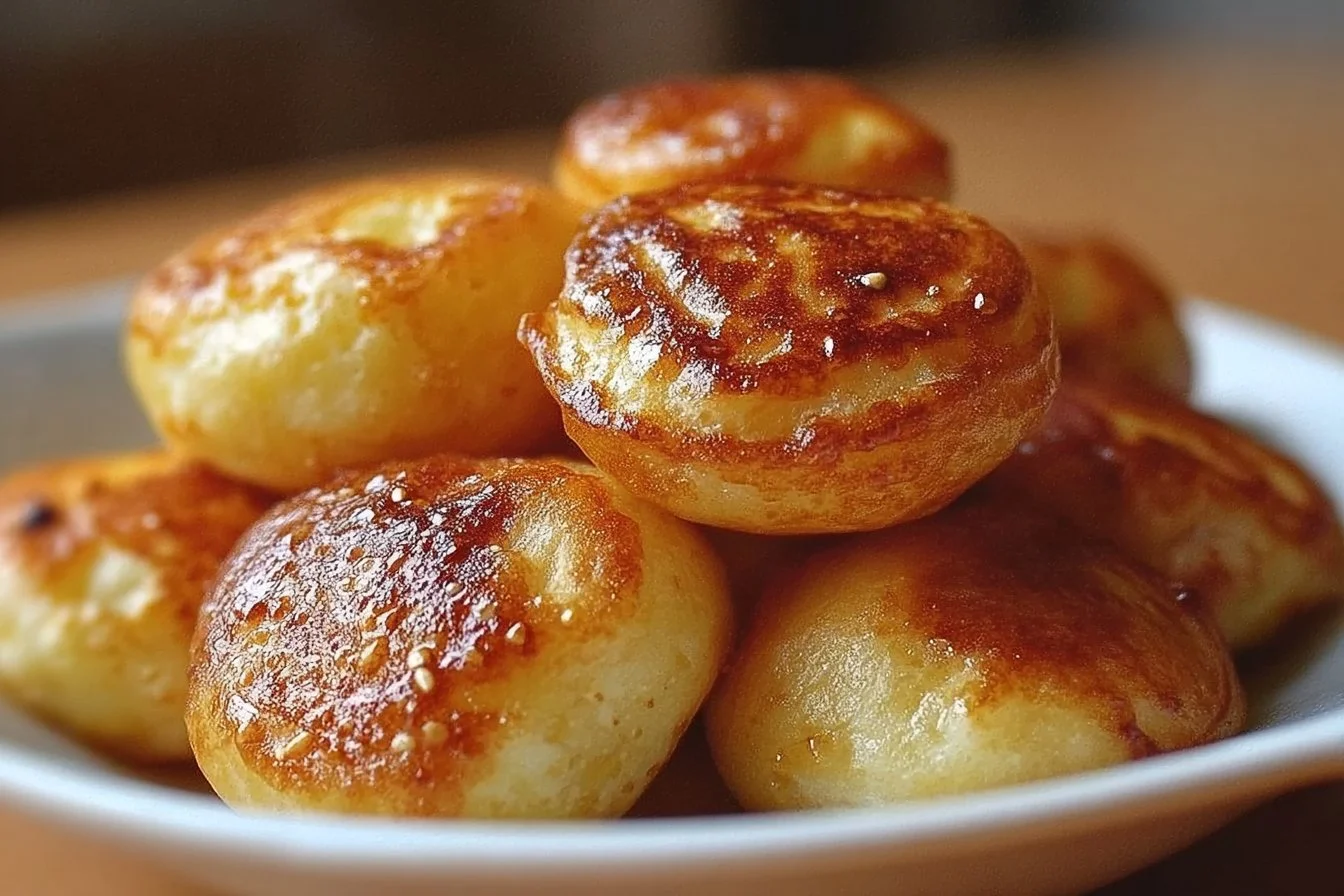 Delicious Pancake Poppers served on a plate with syrup
