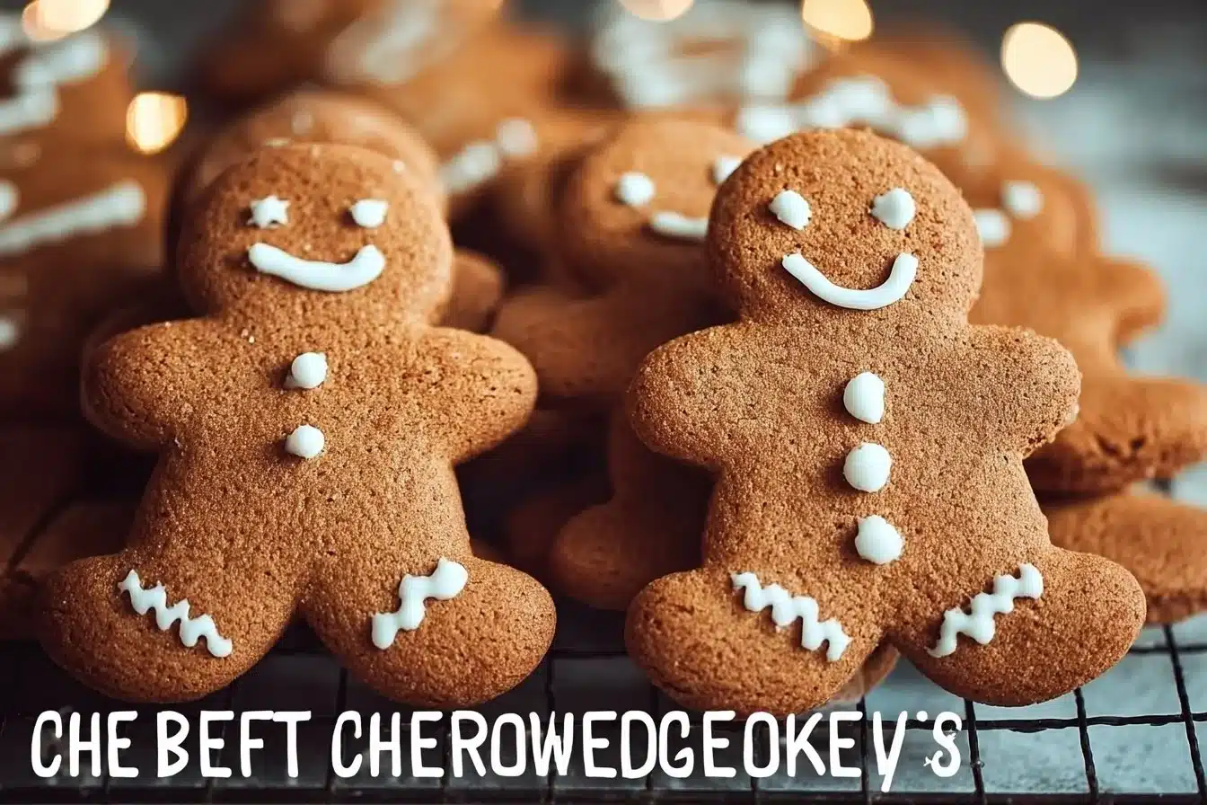 Delicious soft and chewy gingerbread men cookies decorated for the holidays.