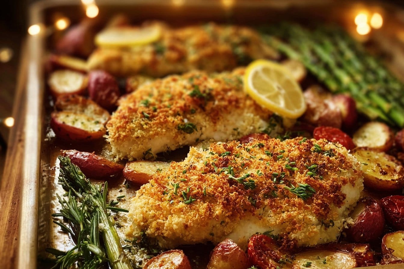 Parmesan Crusted Chicken Sheet Pan Dinner