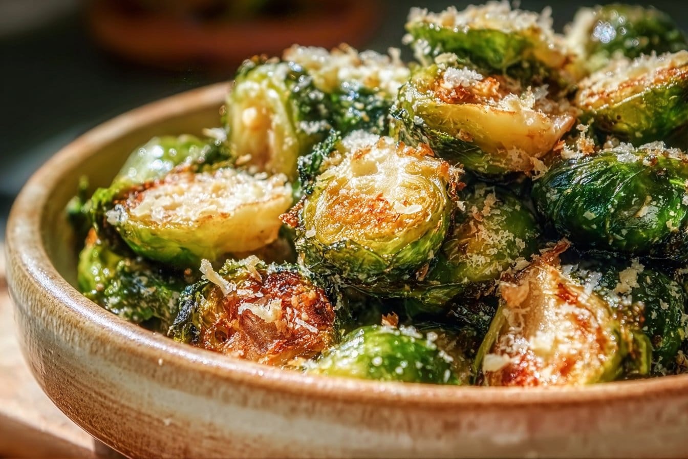 Crispy Garlic Parmesan Brussels Sprouts
