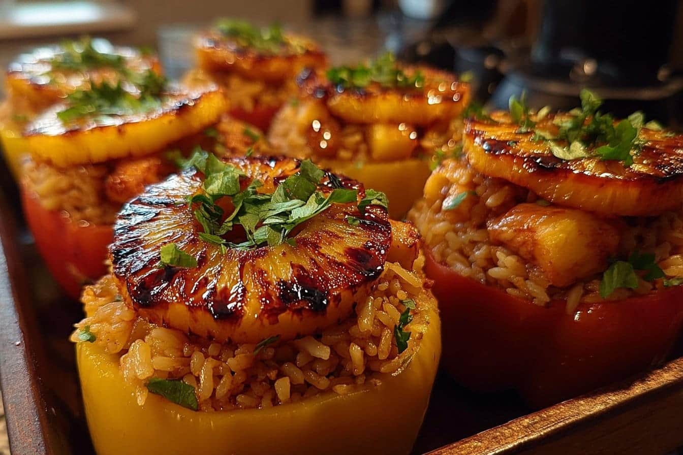 Teriyaki Pineapple Chicken and Rice Stuffed Peppers: A Sweet and Savory Meal