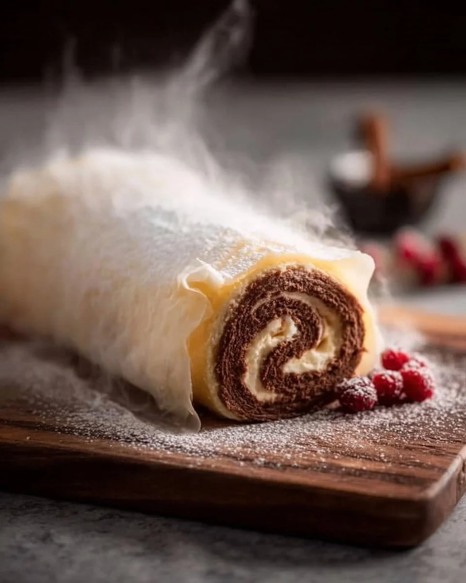 Delicious Yule Log Cake decorated with festive frosting and edible decorations