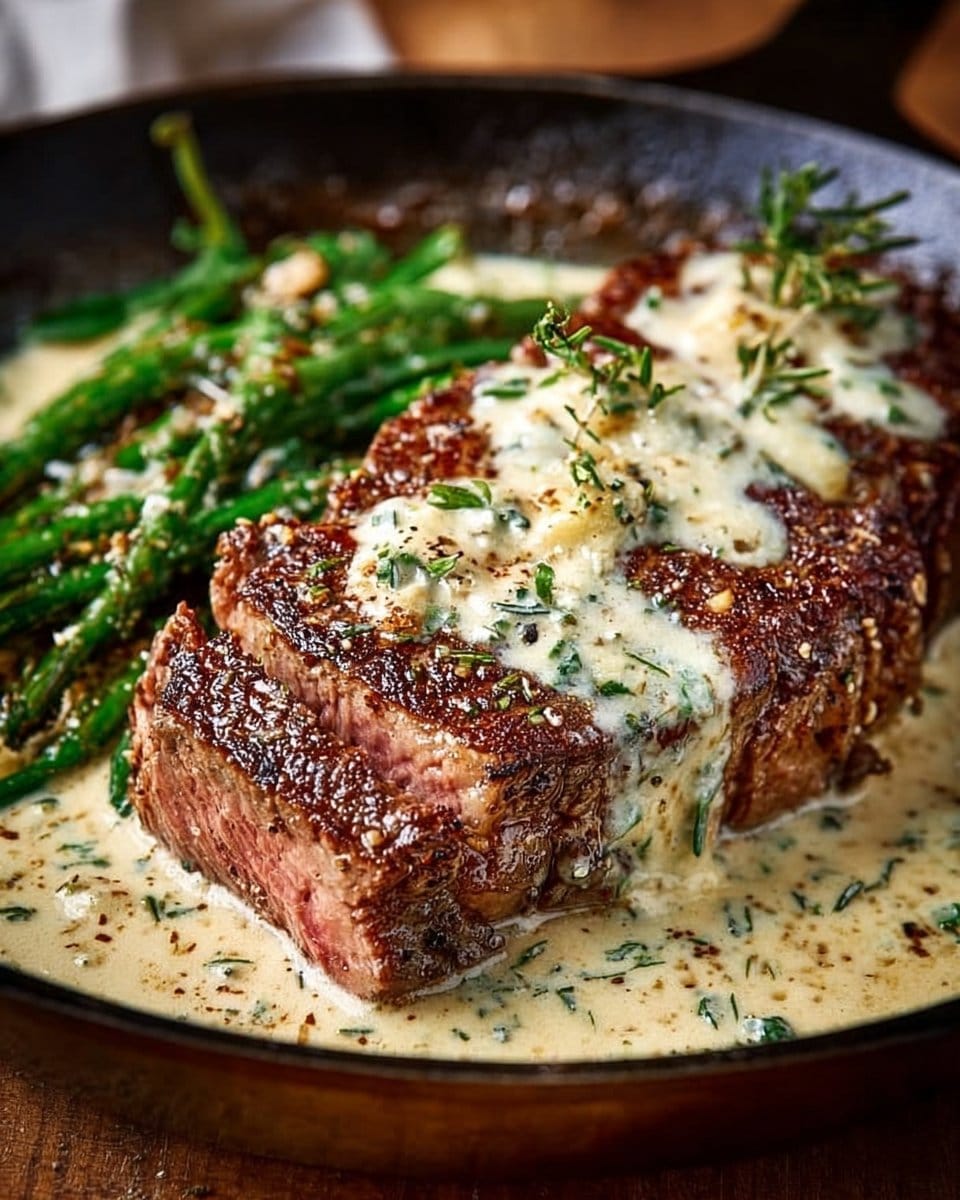 Garlic Butter Steak With Parmesan Cream Sauce