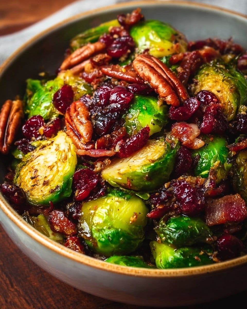 Brussels Sprouts with Bacon, Pecans, and Cranberries