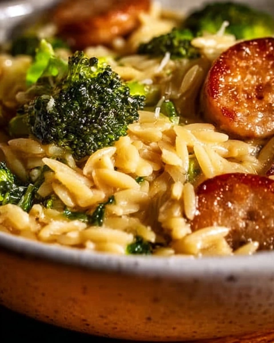 Creamy Orzo with Chicken Sausage and Broccoli