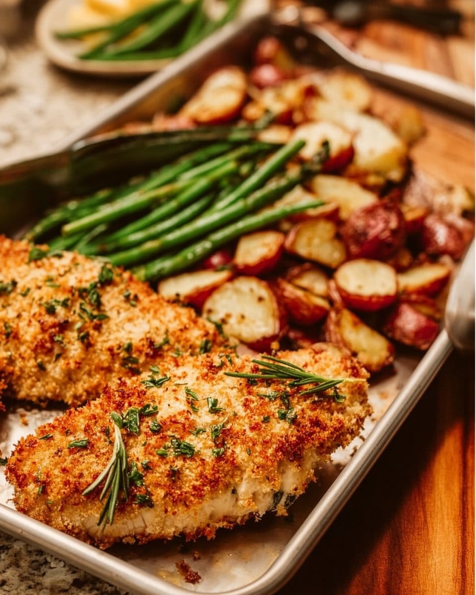 Parmesan Crusted Chicken Sheet Pan Dinner