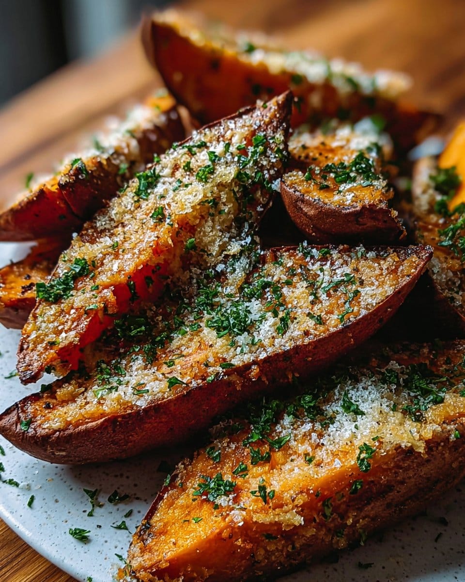 Garlic Parmesan Sweet Potato Wedges