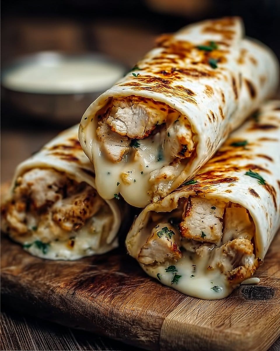 Cheesy Garlic Chicken Wraps