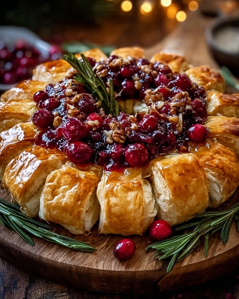 Brie Cheese and Cranberry Christmas Wreath