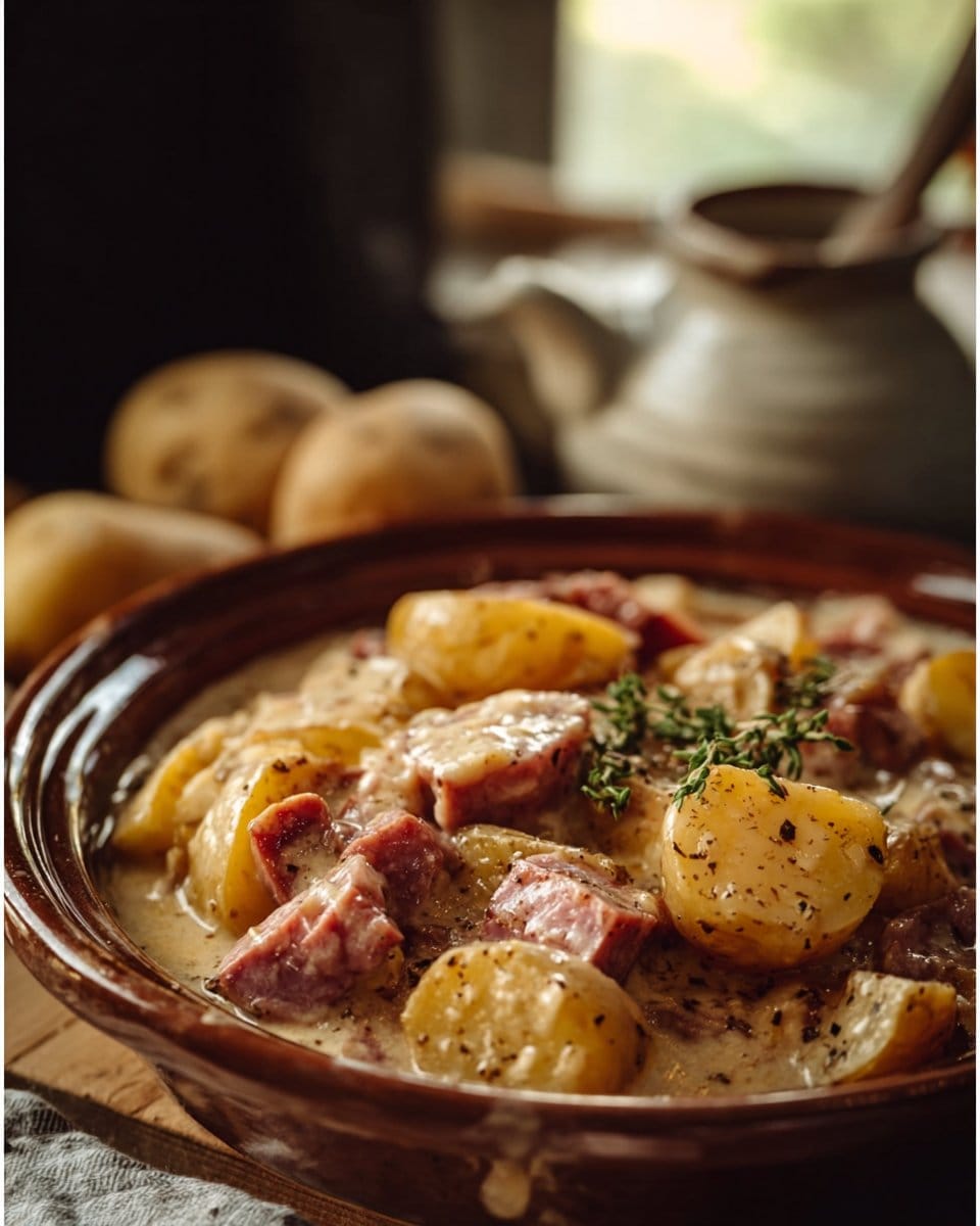 Creamy Crockpot Ham & Potatoes