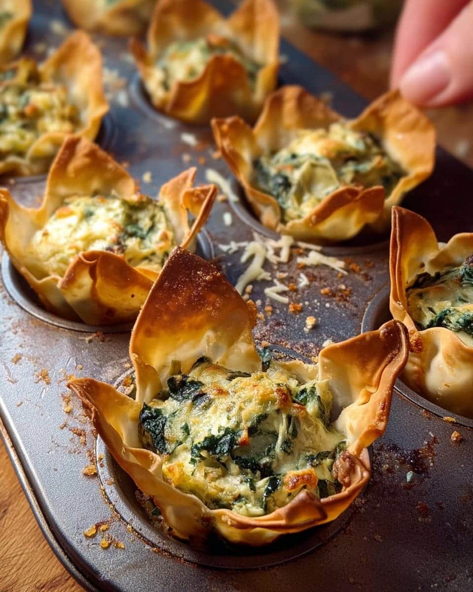 Spinach and Artichoke Wonton Cups