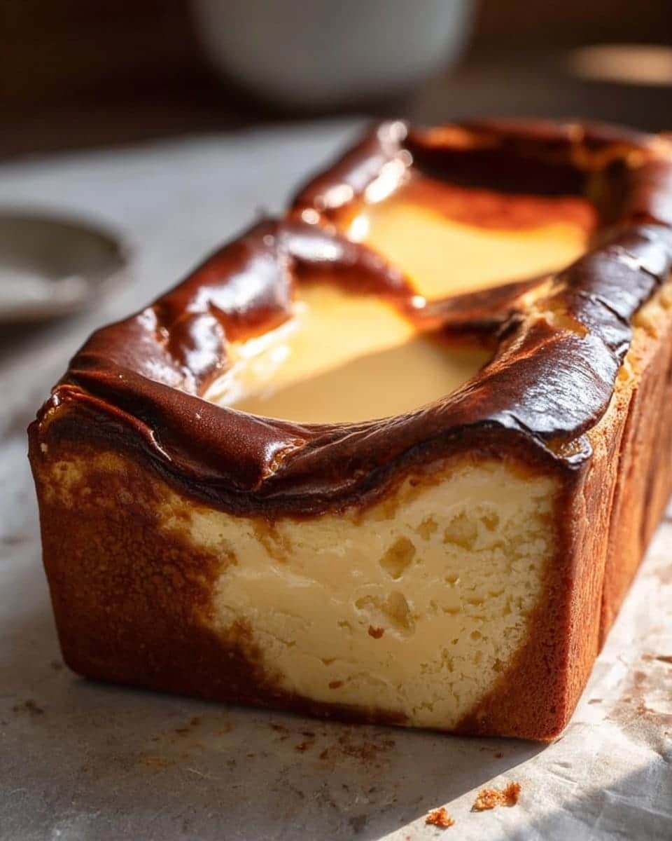 Indulgent Burnt Basque Cheesecake in a Loaf Pan