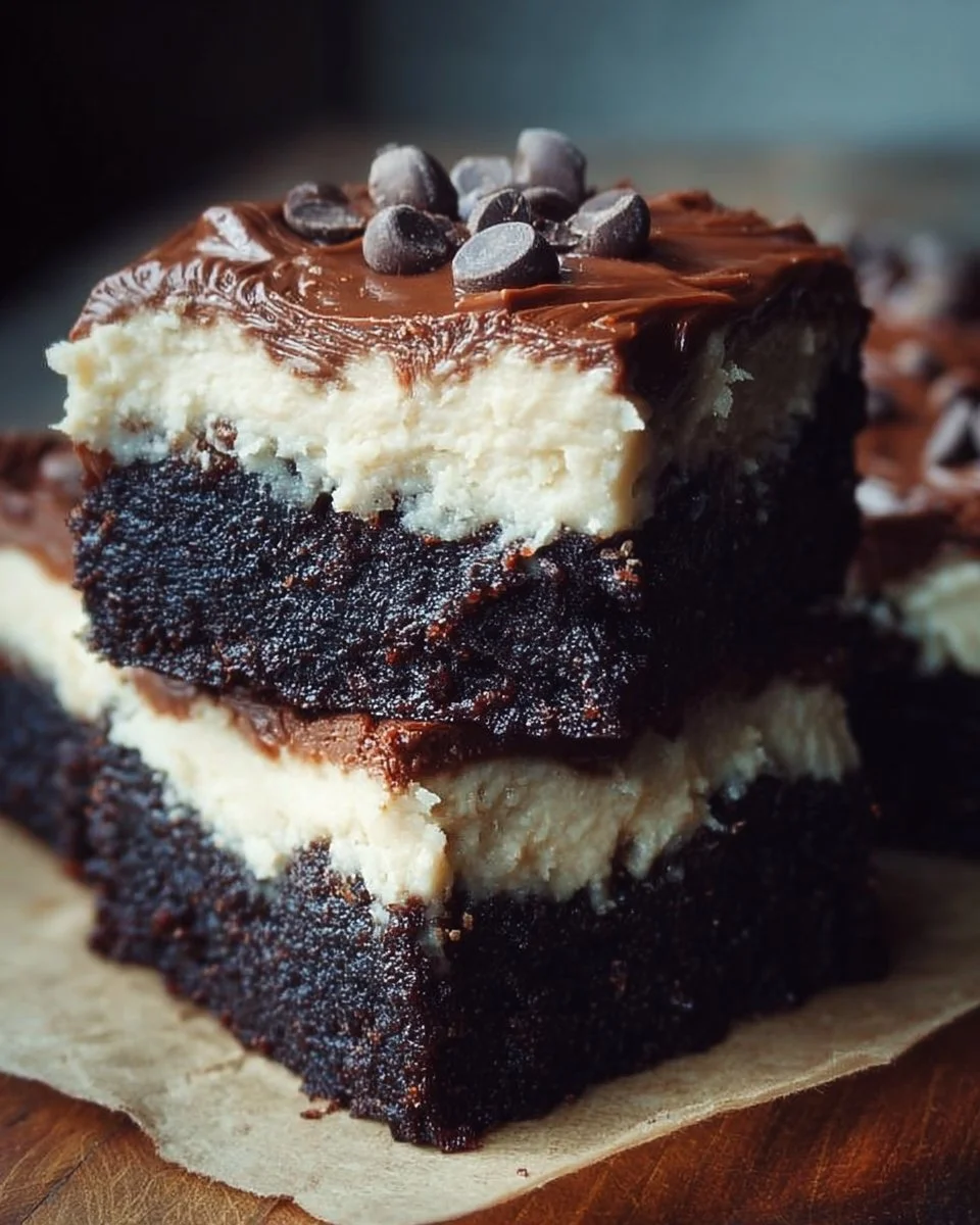 Delicious Baileys buttercream brownies topped with creamy frosting