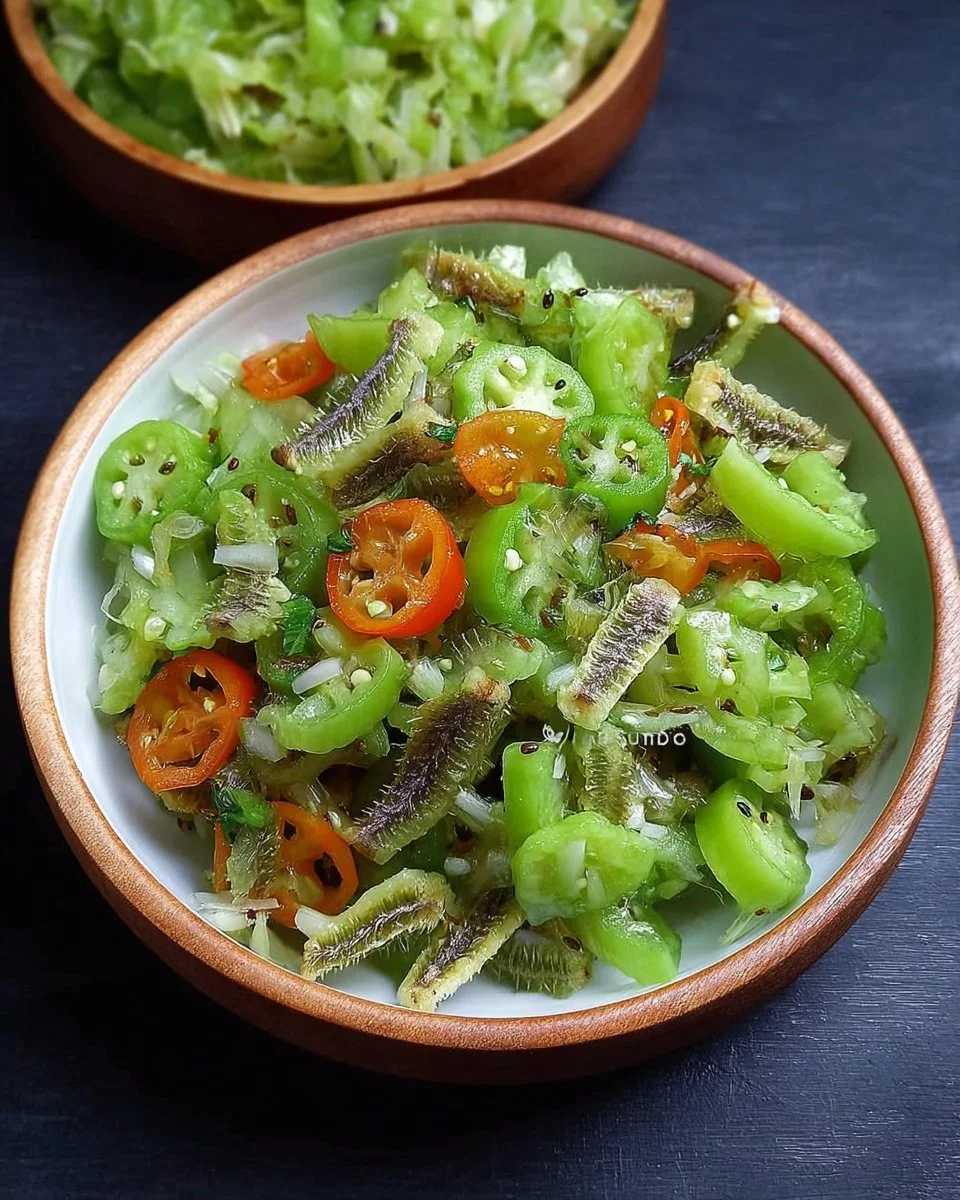 Fresh Bitter Melon Salad with vibrant vegetables and dressing