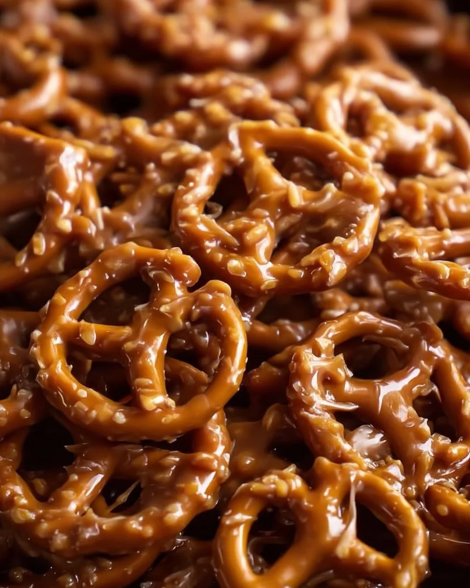 Delicious butter toffee pretzels with a sweet and salty glaze