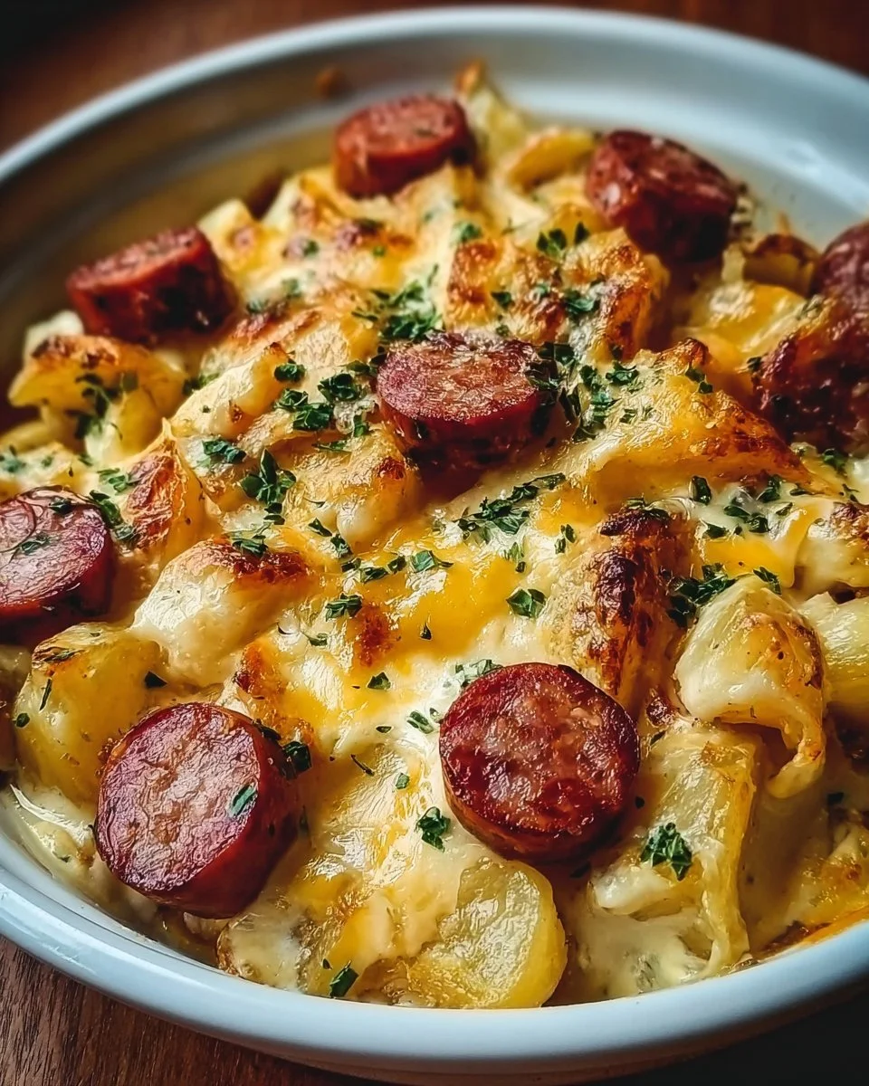 Cheesy ranch potatoes served in a bowl, topped with herbs and melted cheese.