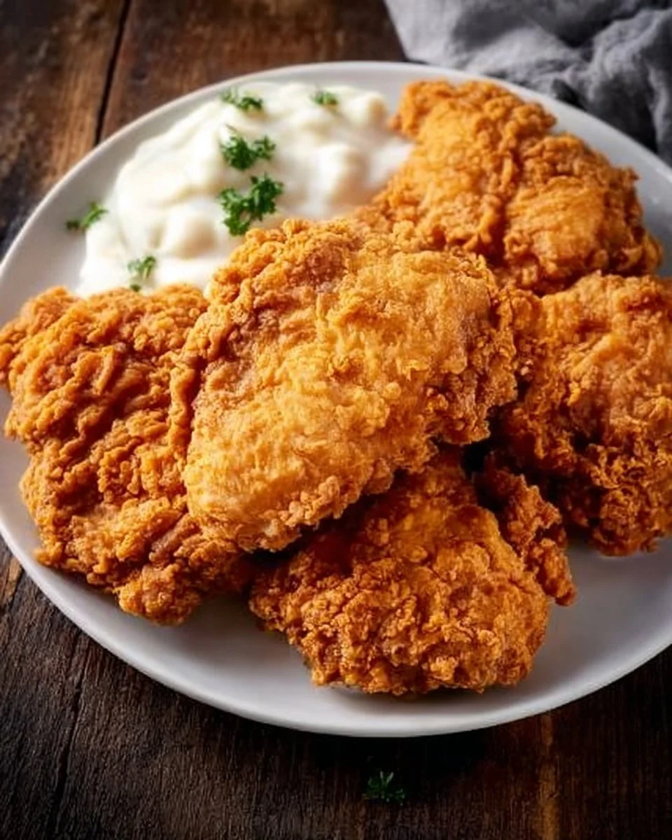 Delicious Chicken Fried Chicken served with sides and sauces