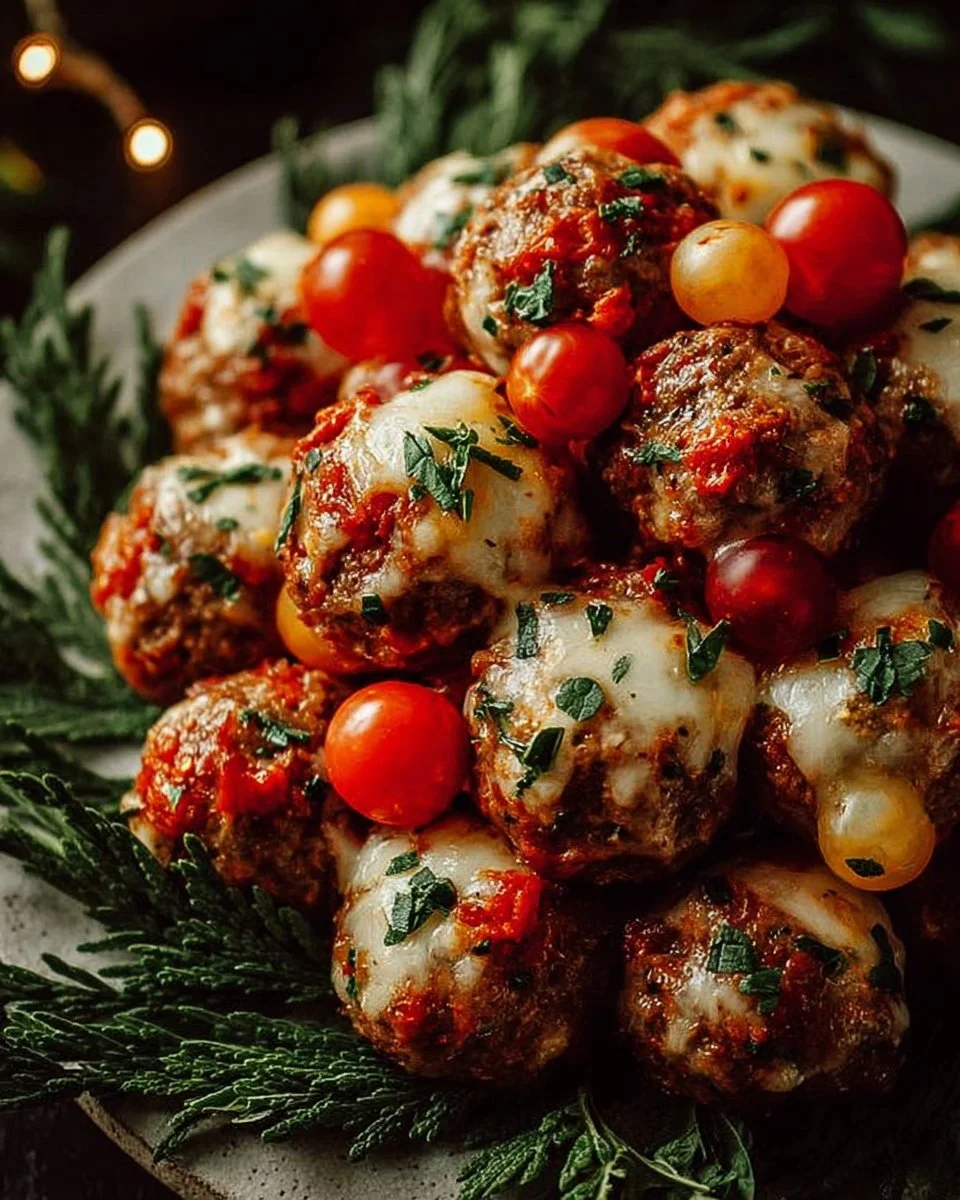 A stunning Christmas Caprese Wreath made with fresh mozzarella, tomatoes, and basil.