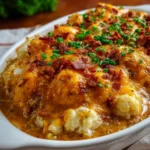 Delicious Cowboy Casserole served in a rustic dish