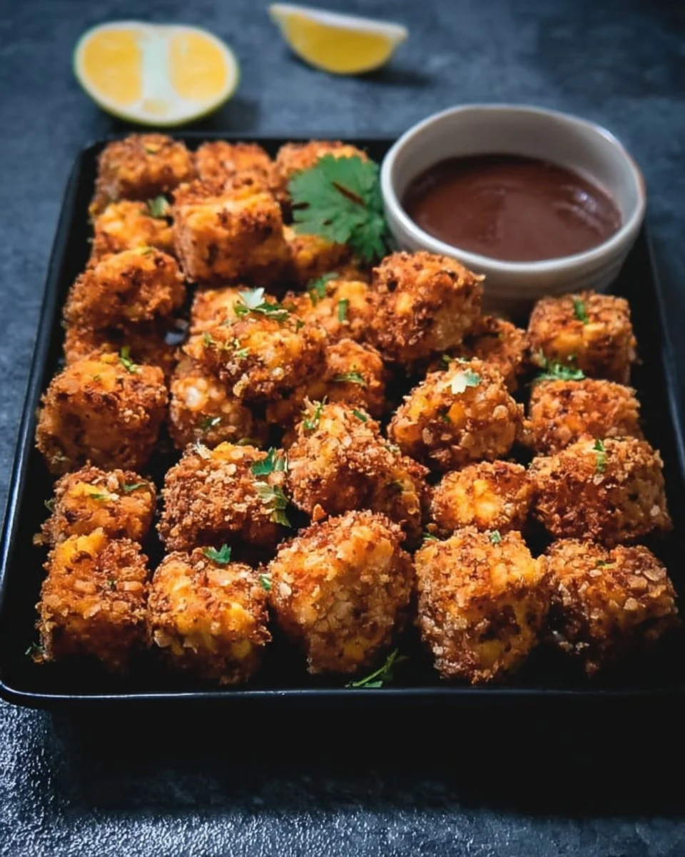 Crispy paneer popcorn nuggets served as a tasty snack
