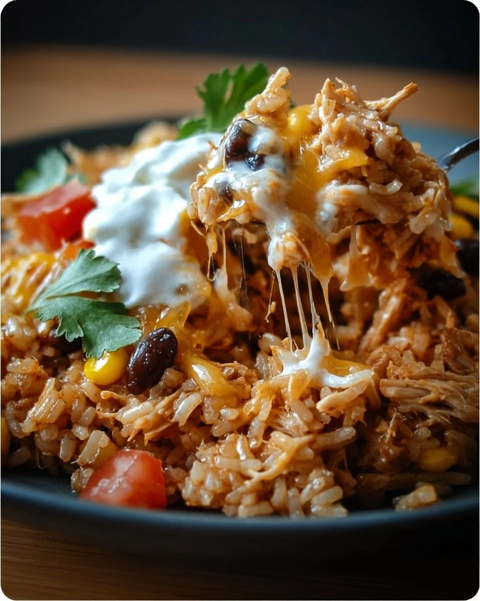 Crock Pot Chicken and Rice Burrito Bowl prepared with fresh ingredients