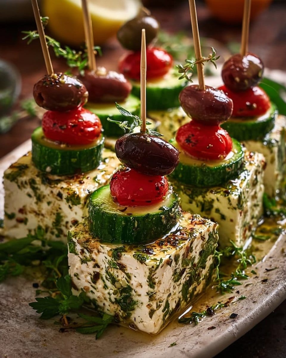 Greek Feta & Cucumber Bite Skewers