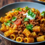 Delicious plate of easy Mexican pasta garnished with fresh ingredients.