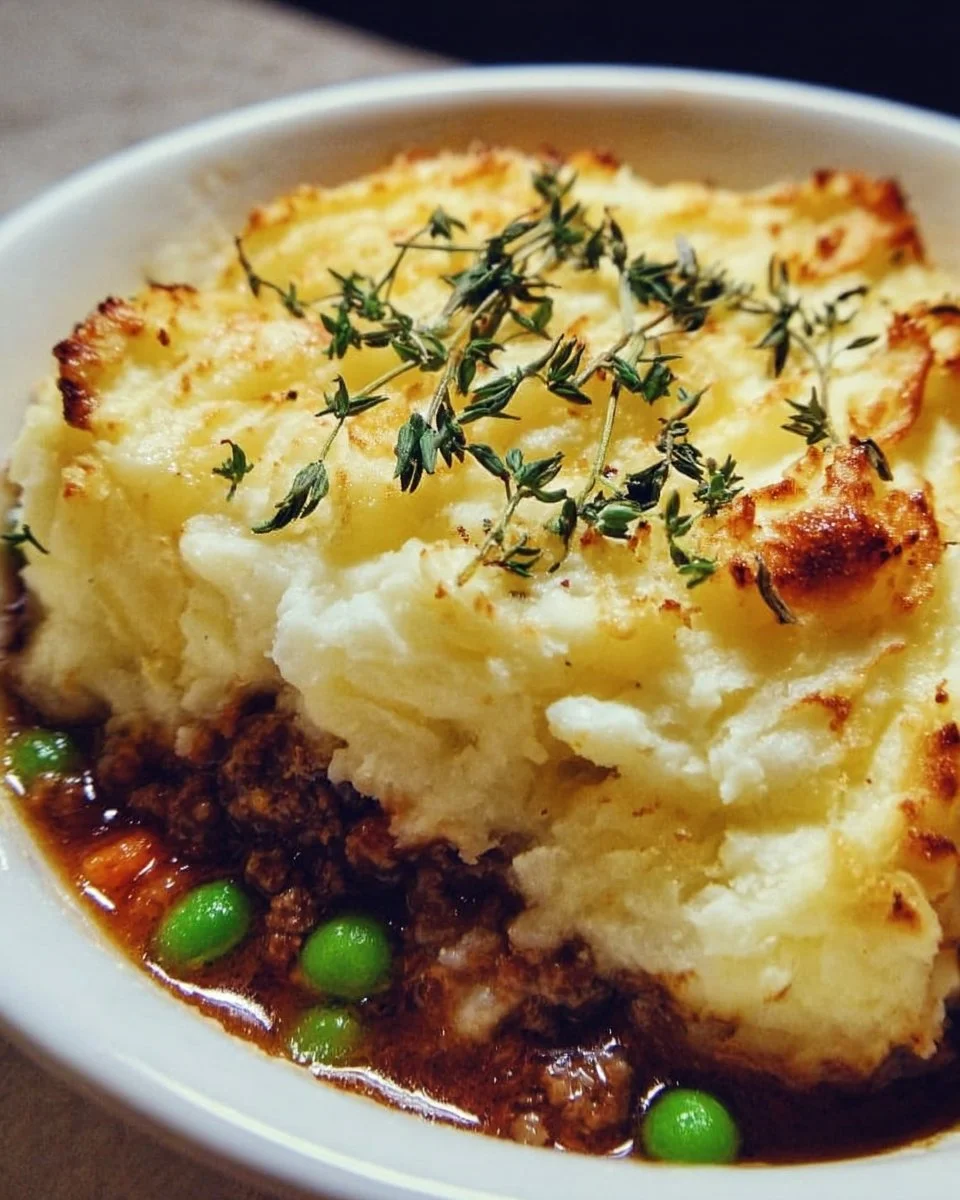 Delicious easy shepherd’s pie casserole topped with mashed potatoes and vegetables