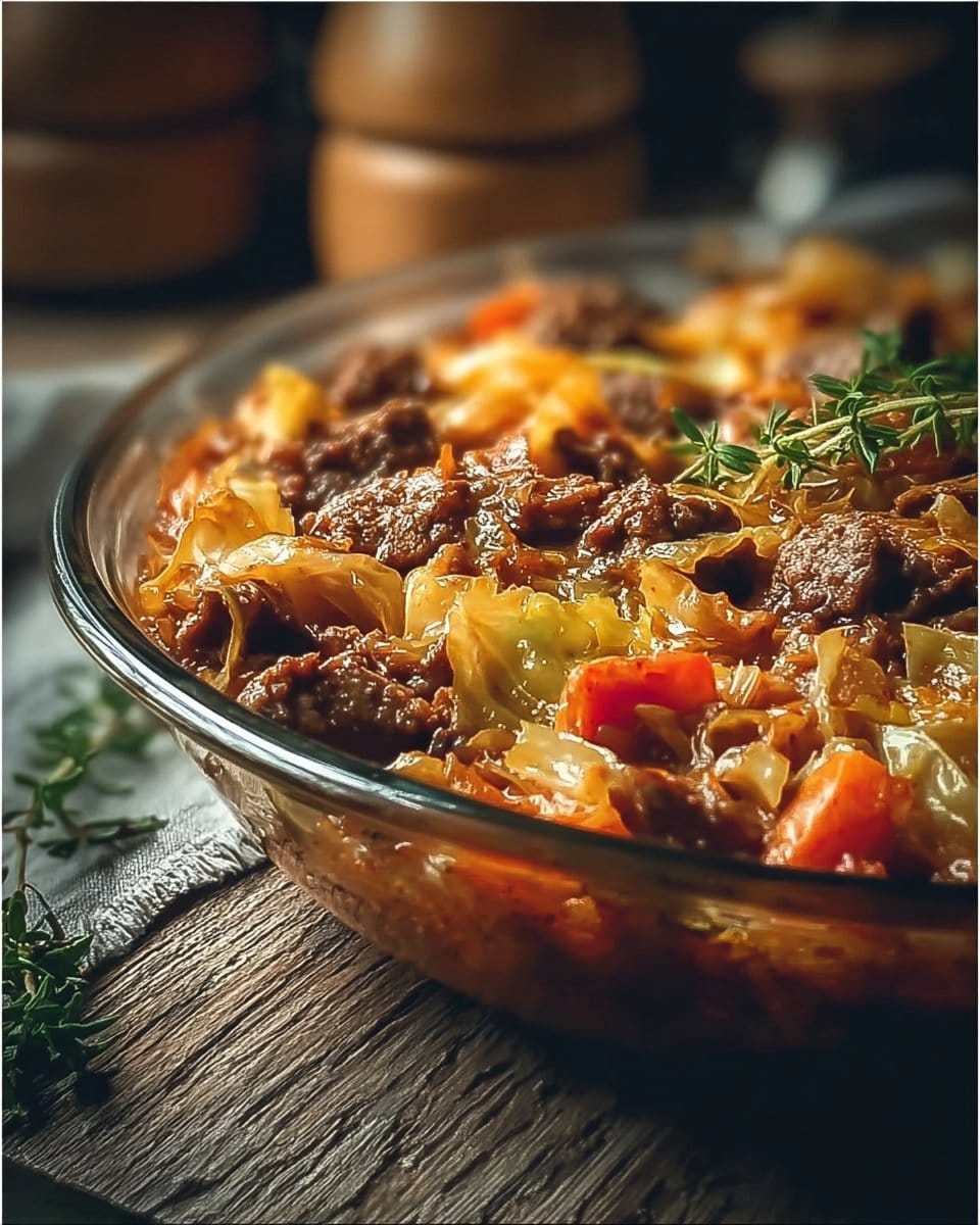 Savory Cabbage Beef Bake Recipe